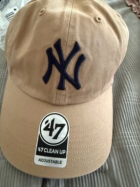 47 Tan Baseball Cap with Navy Sweatband Accent